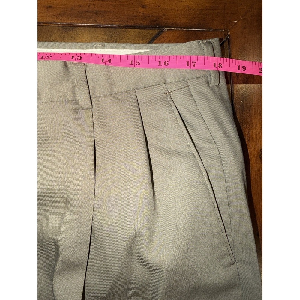 Hart Schaffner Marx Pants Mens Khaki Tan Wool Flat Front Dress Slacks 36x30 - Picture 4 of 7